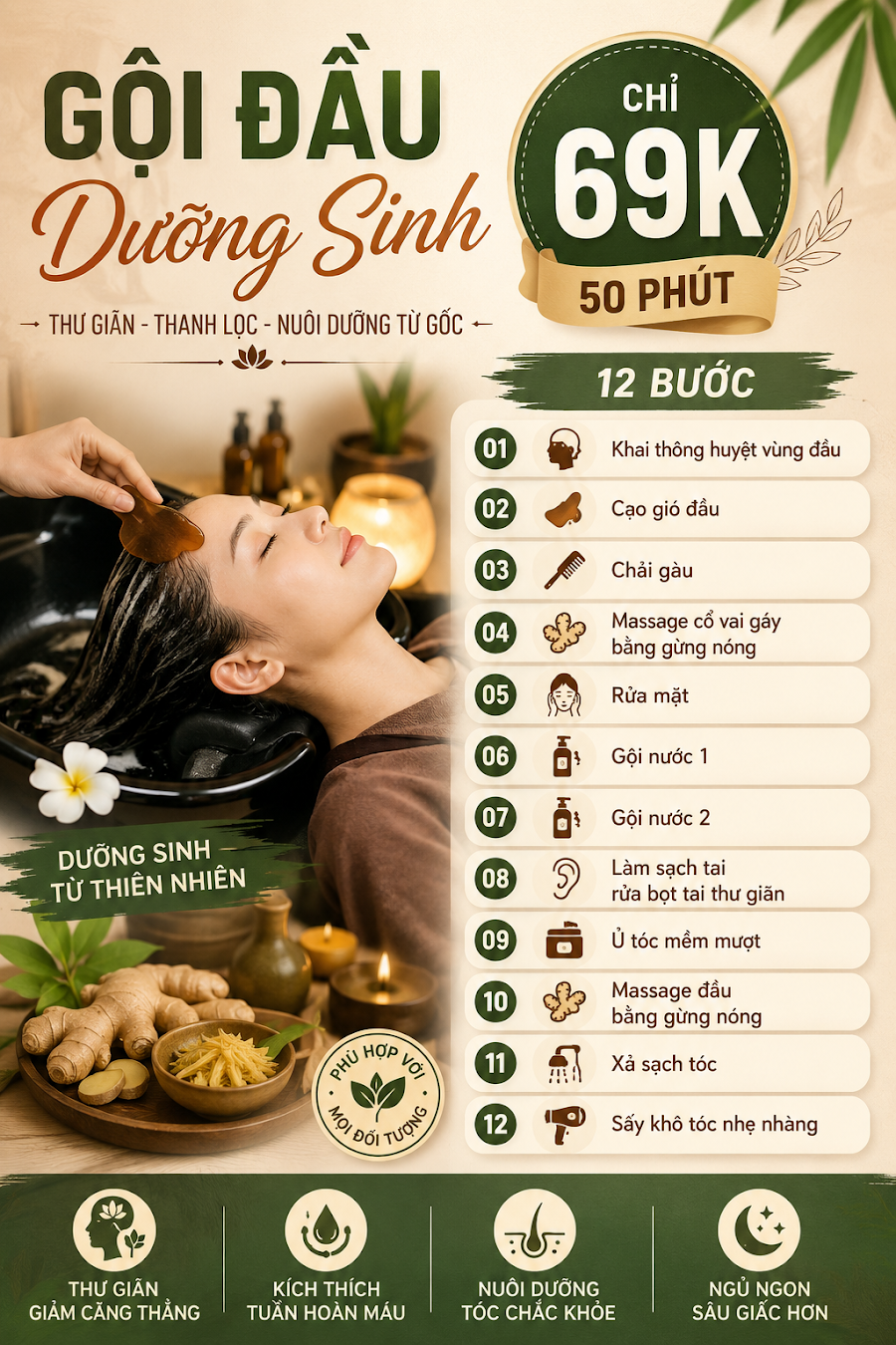 NÚP HẺM SPA- GỘI ĐẦU DƯỠNG SINH